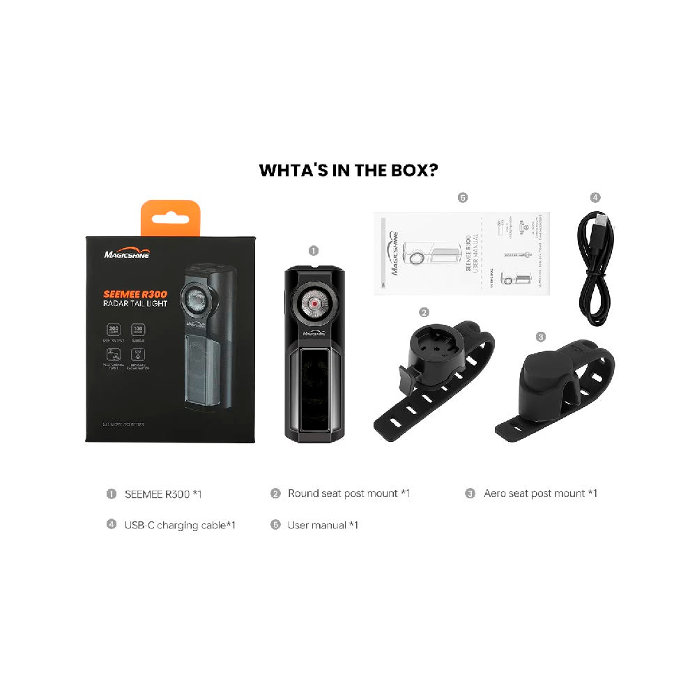 LÁMPARA TRASERA MAGICSHINE USB 300 LM RADAR